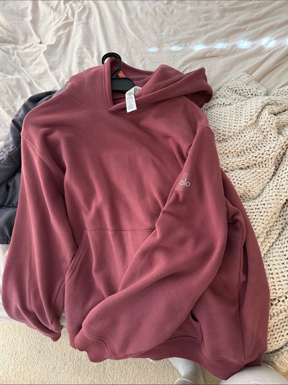 ALO Yoga Cozy Pullover Hoodie in Dusty Rose Burgundy